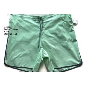 George Men's Swim Trunks Size 3XL 48-50 Mint Green Drawstring Bathing Suit NEW